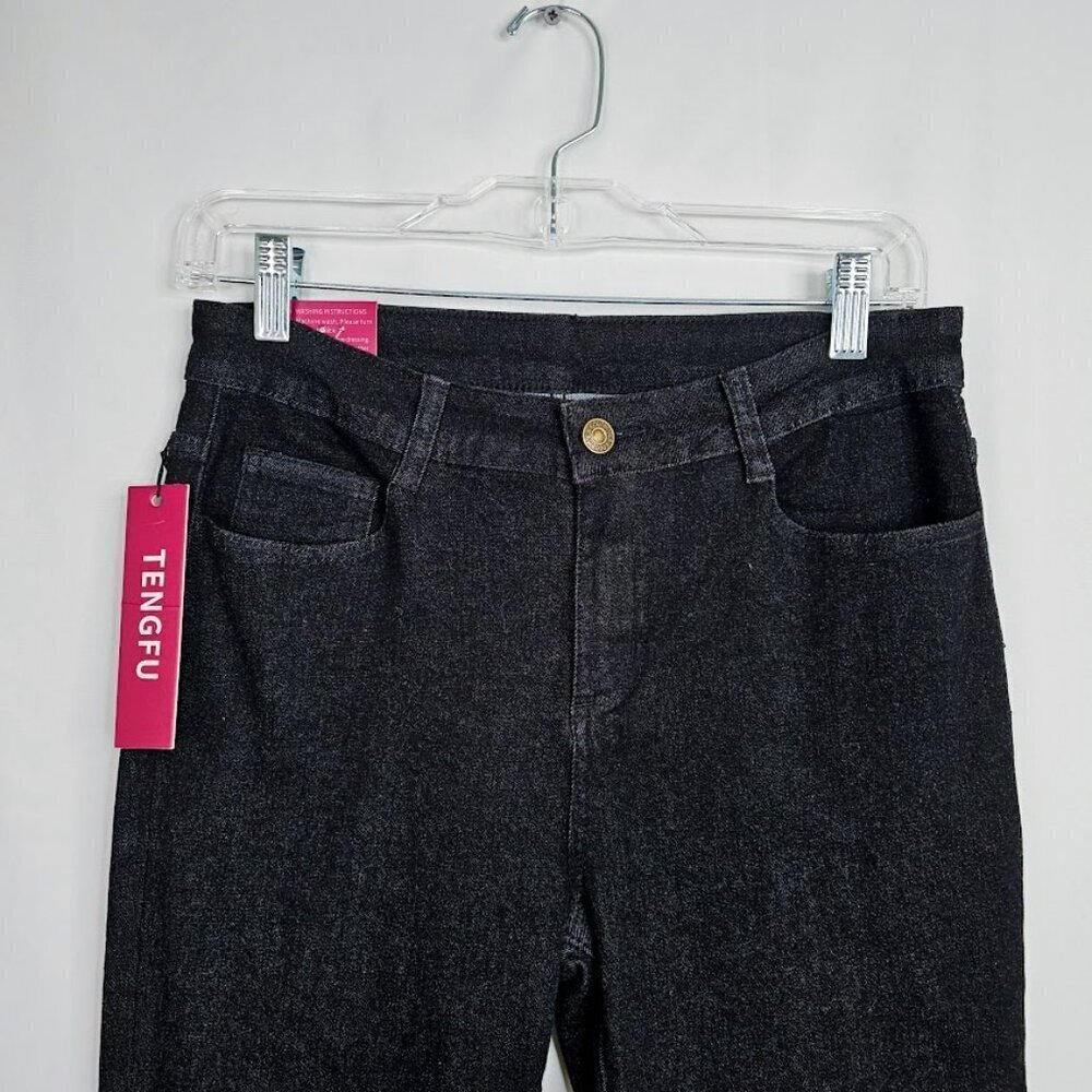 NWT Women's TENGFU Flare Leg Jeans size 4 BLACK High Rise Denim Bootcut Preppy - Picture 3 of 6